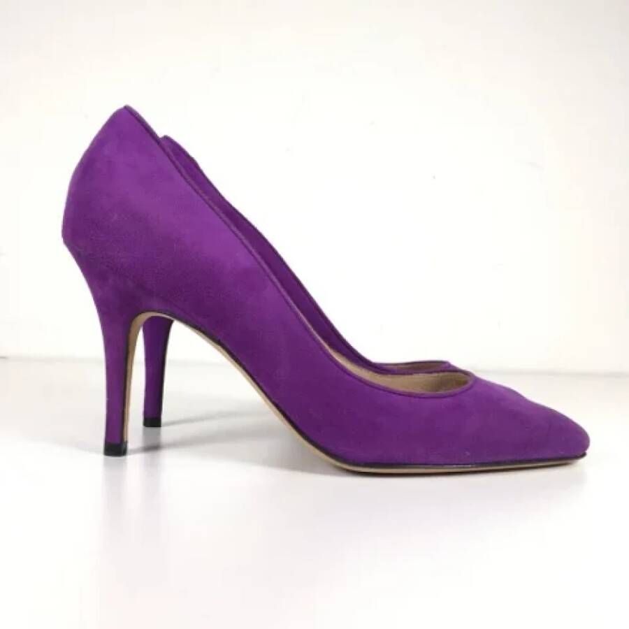 Manolo Blahnik Pre-owned Suede heels Purple Dames