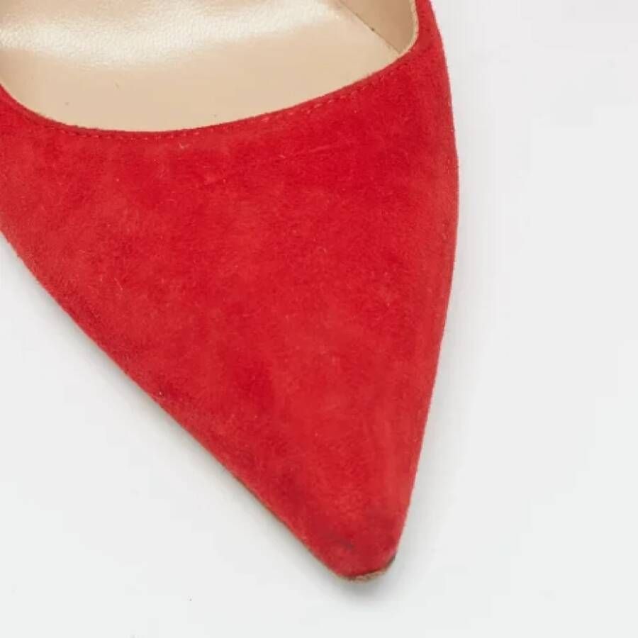 Manolo Blahnik Pre-owned Suede heels Red Dames