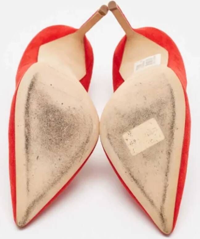 Manolo Blahnik Pre-owned Suede heels Red Dames