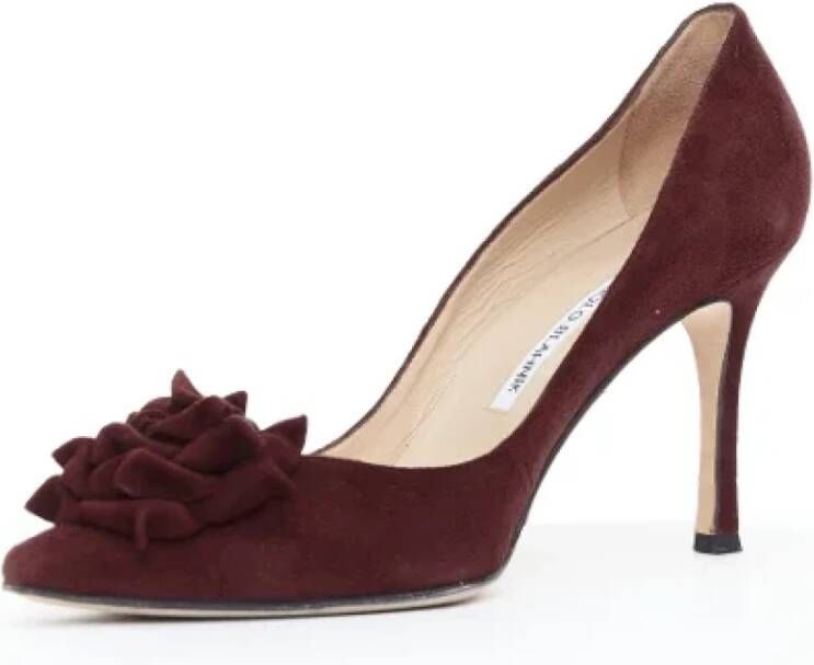 Manolo Blahnik Pre-owned Suede heels Red Dames