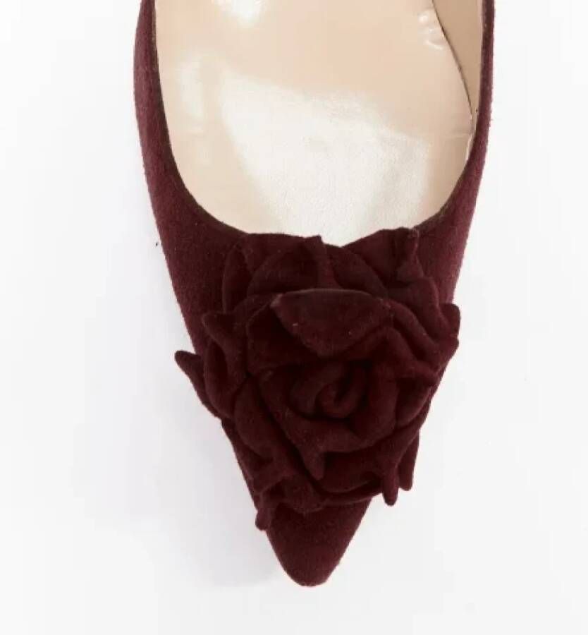 Manolo Blahnik Pre-owned Suede heels Red Dames