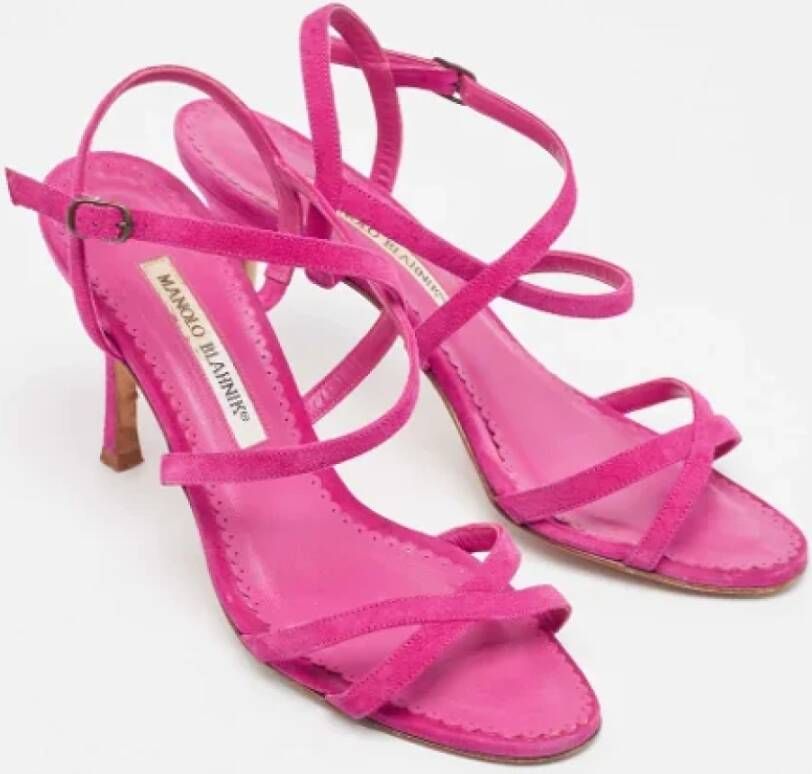 Manolo Blahnik Pre-owned Suede sandals Pink Dames