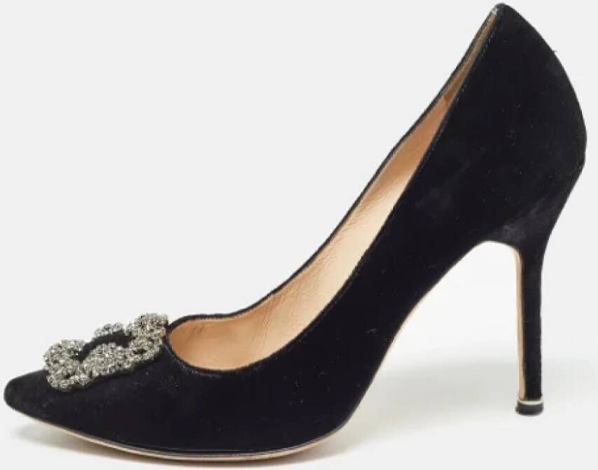 Manolo Blahnik Pre-owned Velvet heels Black Dames