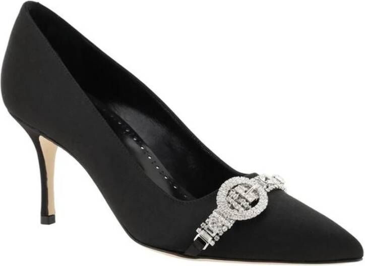 Manolo Blahnik Rhinestone gesp kitten hak pompen Black Dames