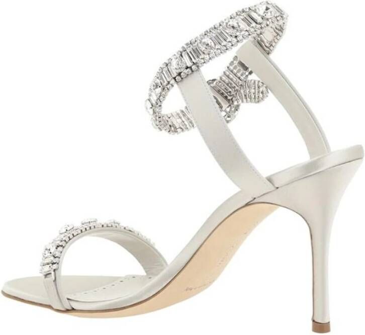 Manolo Blahnik Rhinestone Stiletto Sandalen Gray Dames