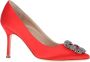 Manolo Blahnik Rode Satijnen Pumps met puntige neus Red Dames - Thumbnail 7