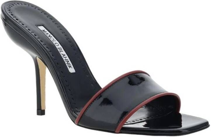 Manolo Blahnik Sandalen met Vierkante Neus en Stiletto Hak Black Dames