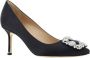 Manolo Blahnik Satijnen Pumps met Kristallen Gesp Black Dames - Thumbnail 2