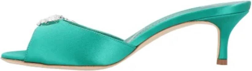 Manolo Blahnik Silk heels Green Dames