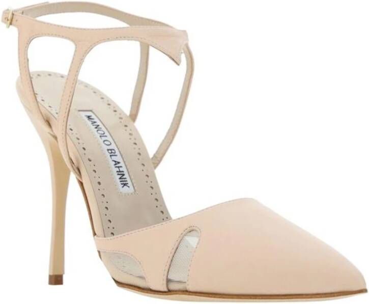 Manolo Blahnik Stiletto Heel Pumps met Cut-Out Details Beige Dames