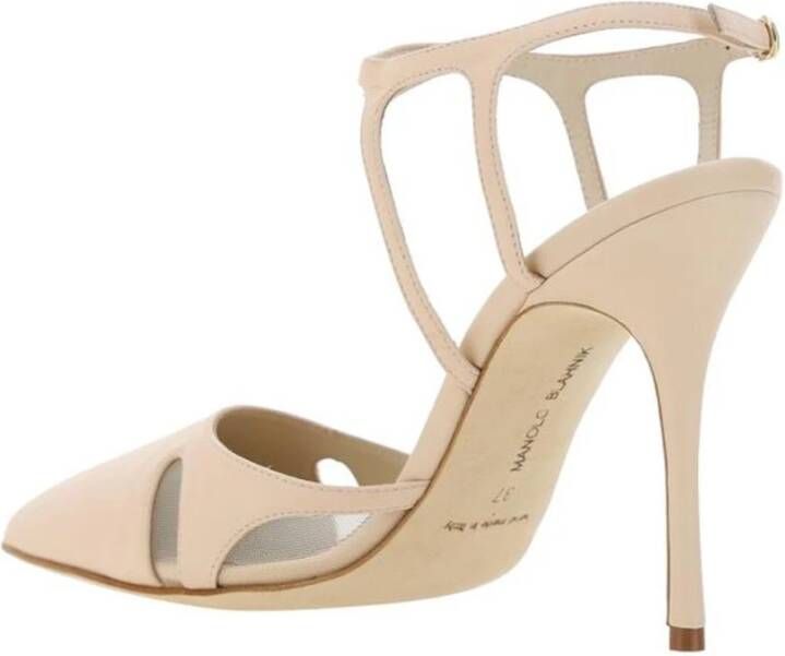 Manolo Blahnik Stiletto Heel Pumps met Cut-Out Details Beige Dames