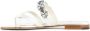 Manolo Blahnik Witte Strass Bloem Blokhak Sandaal White Dames - Thumbnail 2