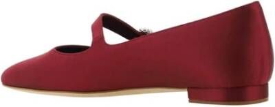 Manolo Blahnik Zijden ballerina's met parels Red Dames