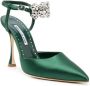 Manolo Blahnik Zijden Kristalversierde Pumps Green Dames - Thumbnail 2