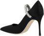 Manolo Blahnik Zijden Satijnen Juweelgesp Stiletto Pumps Black Dames - Thumbnail 3