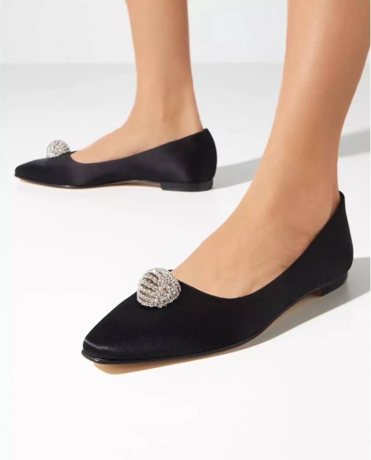 Manolo Blahnik Zwarte Kristal Balletflats Black Dames