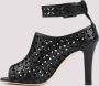 Manolo Blahnik Zwarte Leren Hoge Hak Sandalen Black Dames - Thumbnail 2