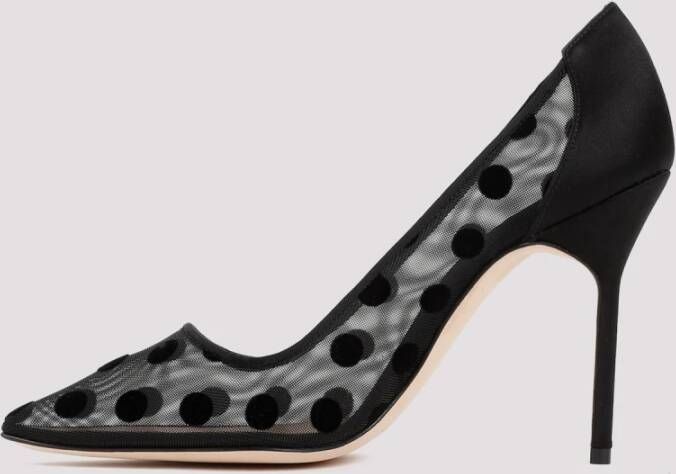 Manolo Blahnik Zwarte Mesh Polka Dot Pumps Black Dames