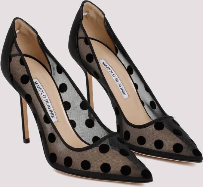 Manolo Blahnik Zwarte Mesh Polka Dot Pumps Black Dames