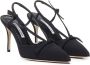 Manolo Blahnik Zwarte Zijden Puntige Mulesandalen Black Dames - Thumbnail 6