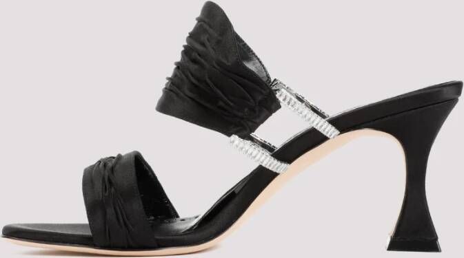 Manolo Blahnik Zwarte Satijnen Chinap Sandaal Black Dames