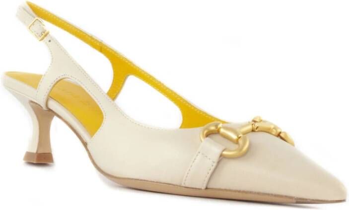 Mara Bini Beige Leren Slingback Sandalen met Horsebit Beige Dames