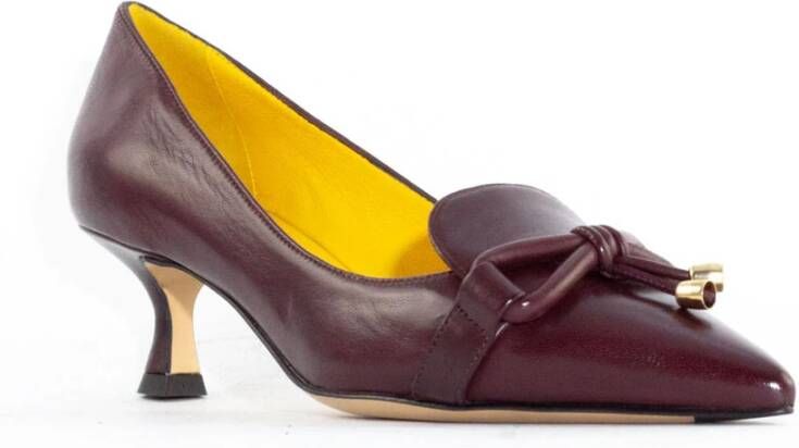 Mara Bini Bordeaux Leren Bow Detail Pumps Red Dames