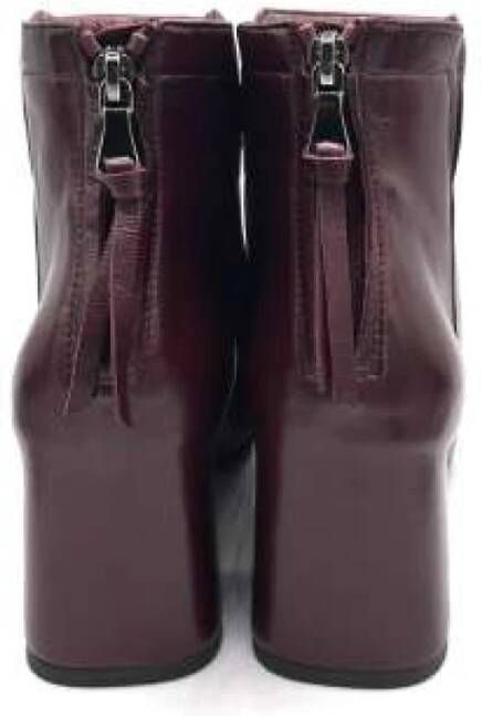 Mara Bini Bordeaux Leren Enkellaars Rits Sluiting Purple Dames