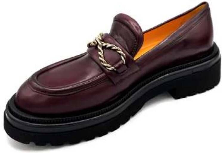 Mara Bini Bordeauxrode Loafer met Gouden Gesp Purple Dames