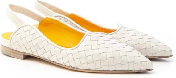 Mara Bini Gevlochten Leren Slingback Schoenen White Dames