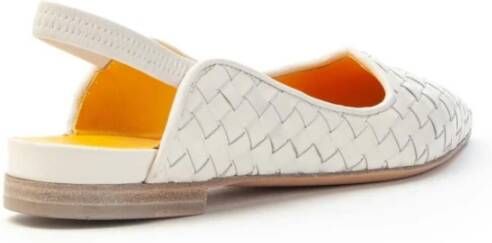 Mara Bini Gevlochten Leren Slingback Schoenen White Dames