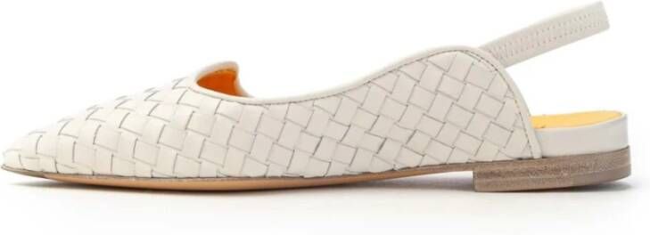 Mara Bini Gevlochten Leren Slingback Schoenen White Dames