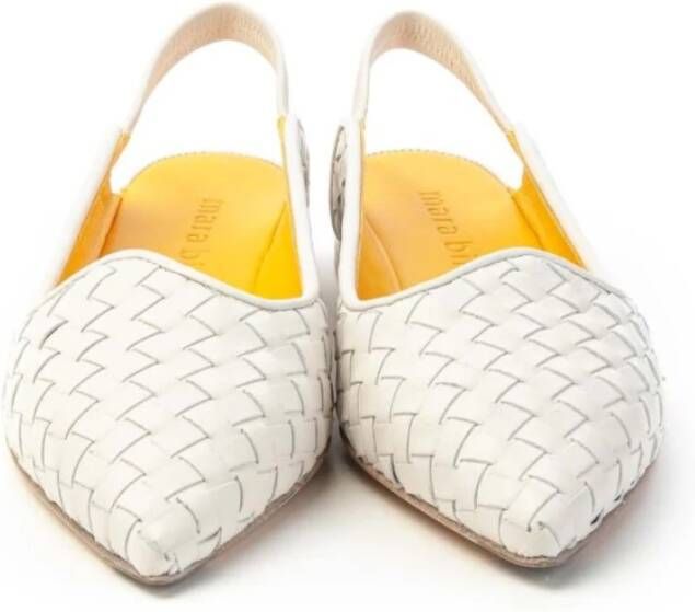 Mara Bini Gevlochten Leren Slingback Schoenen White Dames