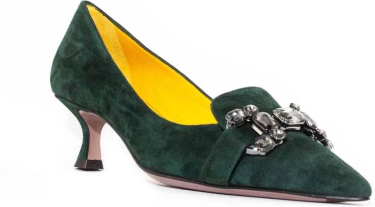 Mara Bini Groene suède pumps met zilveren stenen Groen Dames