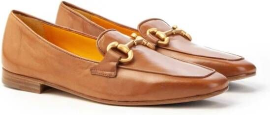 Mara Bini Handschoenleer Loafer met Klem Brown Dames