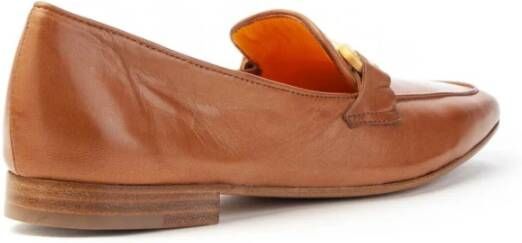 Mara Bini Handschoenleer Loafer met Klem Brown Dames