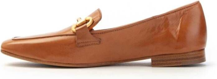 Mara Bini Handschoenleer Loafer met Klem Brown Dames