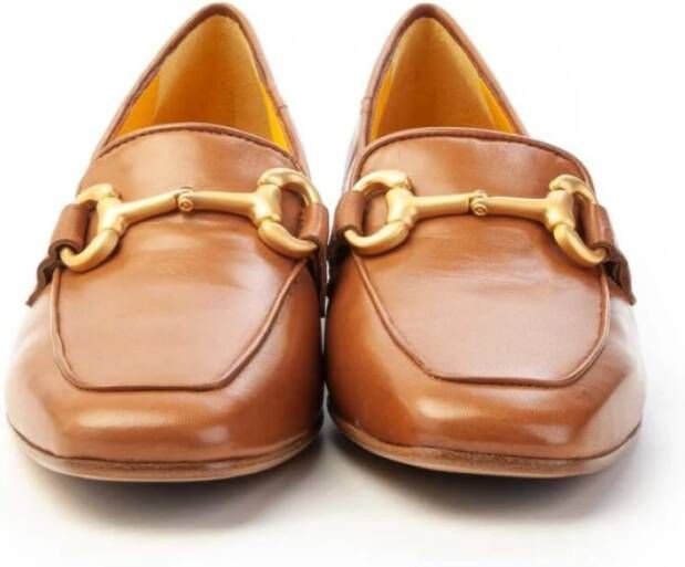 Mara Bini Handschoenleer Loafer met Klem Brown Dames