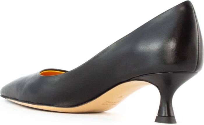 Mara Bini Puntige Zwarte Leren Pumps 4cm Hak Black Dames