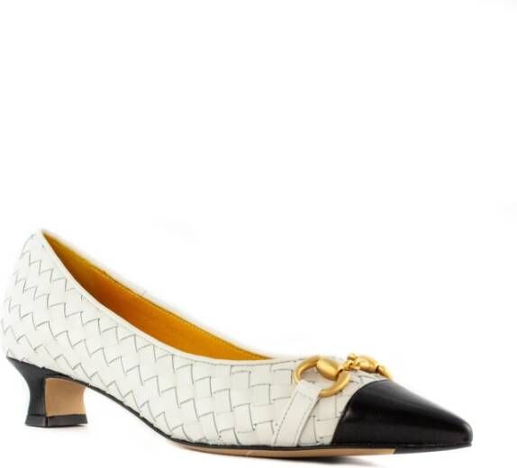 Mara Bini Witte geweven leren pumps met hak White Dames