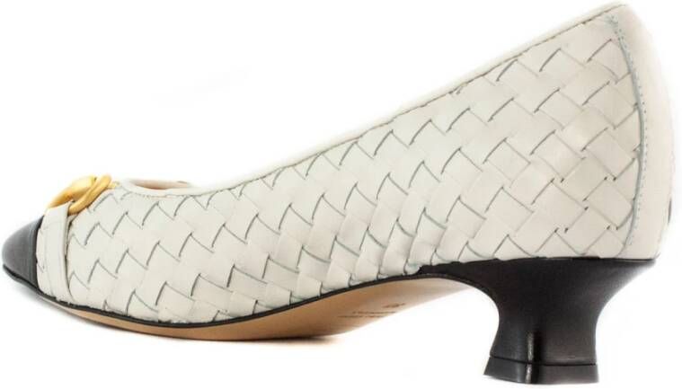 Mara Bini Witte geweven leren pumps met hak White Dames