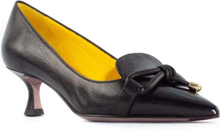 Mara Bini Zwarte Leren Boog Detail Pumps Black Dames