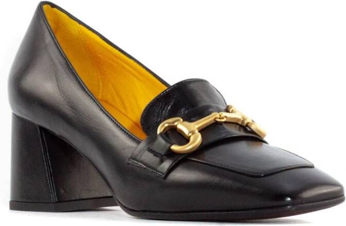 Mara Bini Zwarte Leren Loafer met Vierkante Neus Black Dames