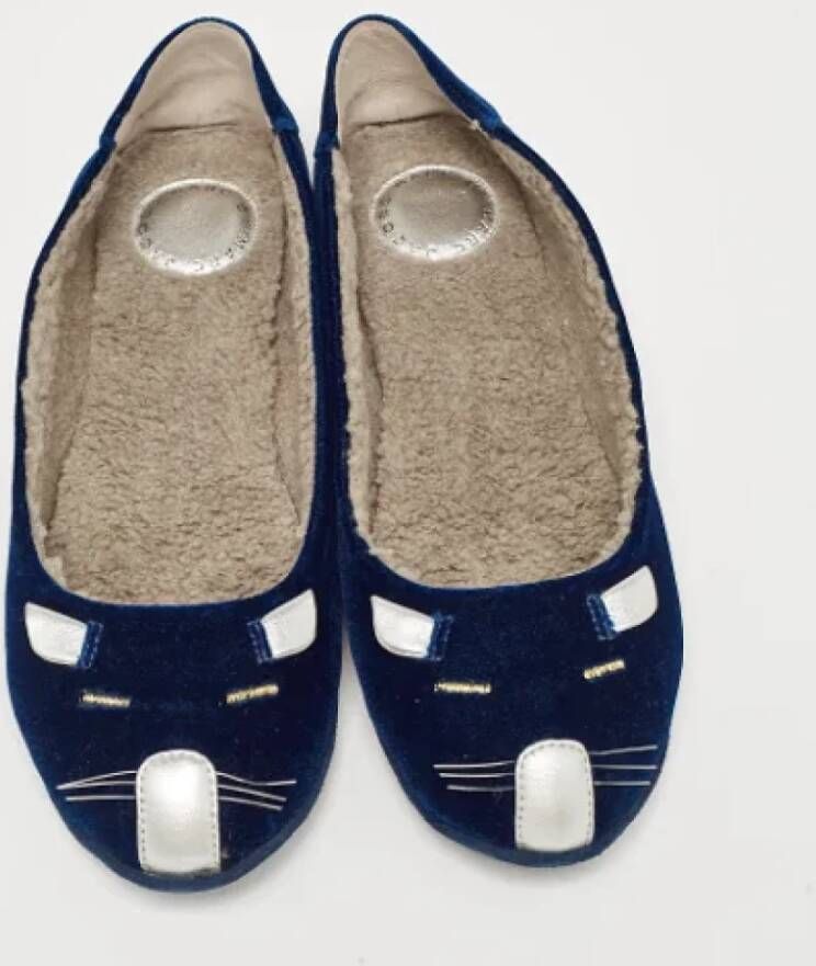 Marc Jacobs Pre-owned Velvet flats Blue Dames