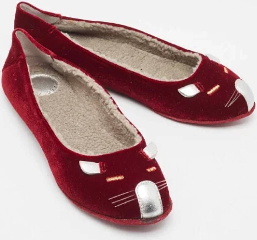 Marc Jacobs Pre-owned Velvet flats Red Dames