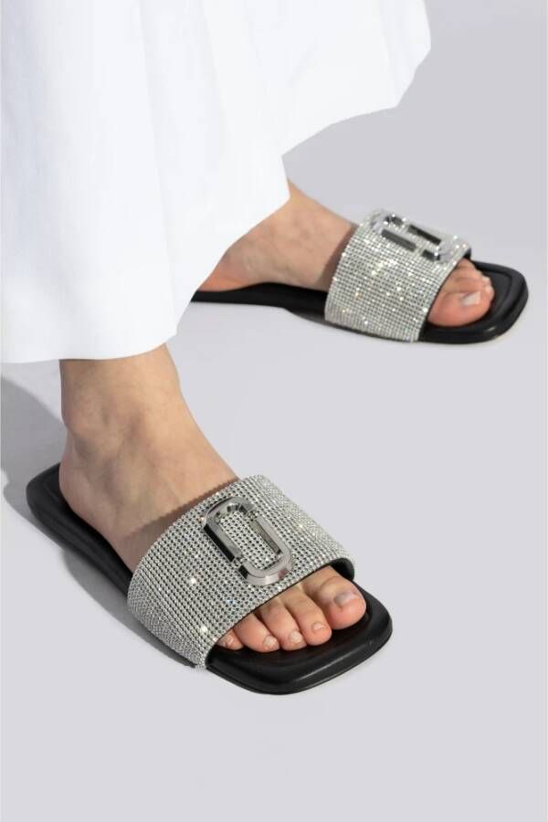 Marc Jacobs Rhinestone Slides Gray Dames