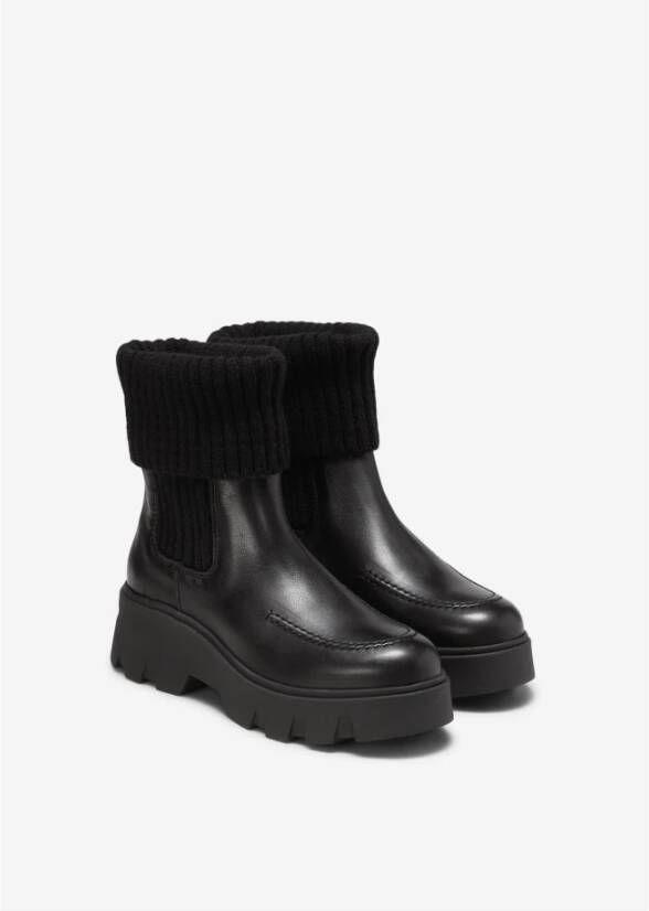 Marc O'Polo Chelsea boot met gebreide boord Black Dames