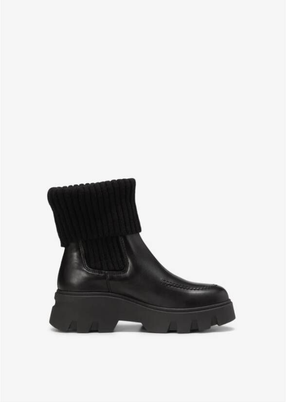 Marc O'Polo Chelsea boot met gebreide boord Black Dames