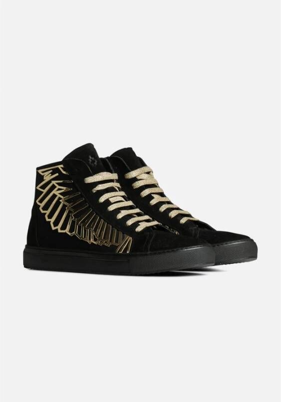 Marcelo Burlon Zwarte Suède Hoge Top Veterschoenen Black Heren