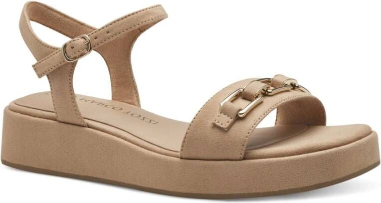 marco tozzi Beige Platte Sandalen voor Vrouwen Beige Dames